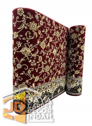 Karpet Sajadah Al Raudha Merah Motif Kembang  120x600, 120x1200, 120x1800, 120x2400, 120x3000
